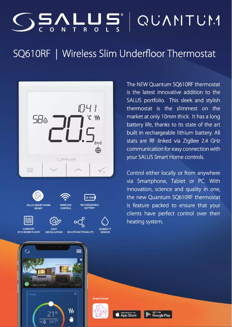 Page 1 de la notice Fiche technique Salus SQ610RF