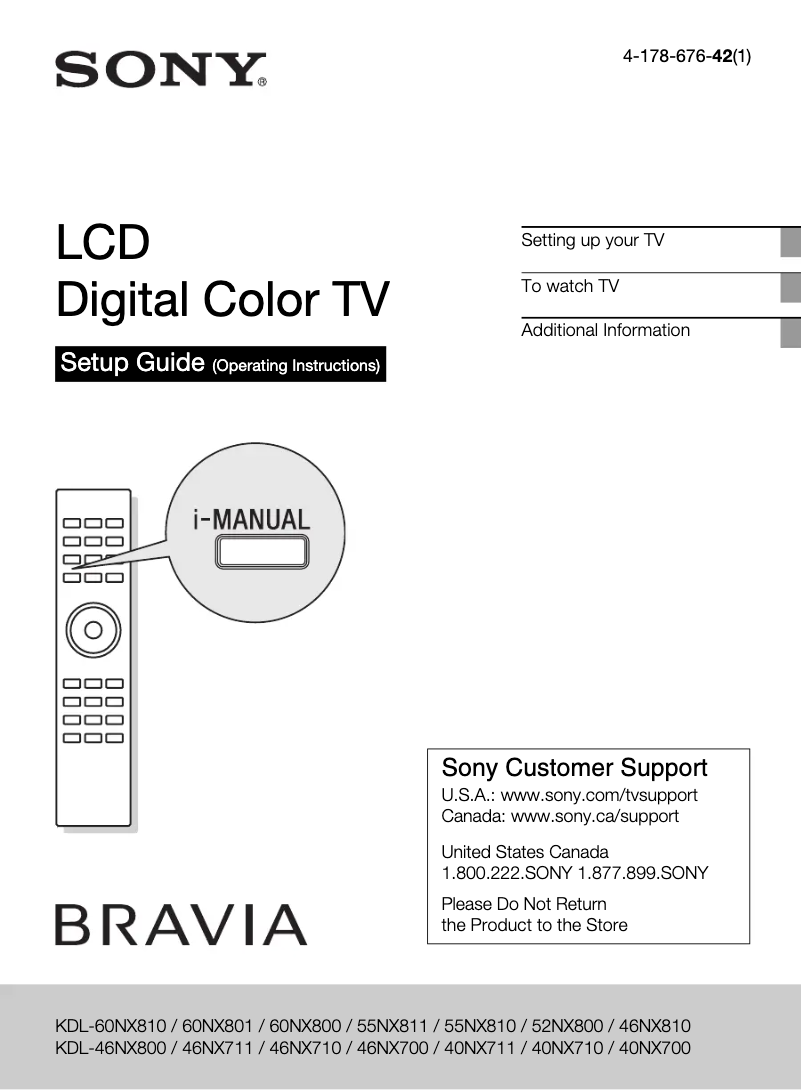 Page 1 de la notice Manuel utilisateur Sony Bravia KDL-40NX700