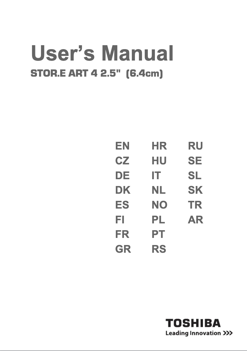 Page 1 de la notice Manuel utilisateur Toshiba StorE Art 4