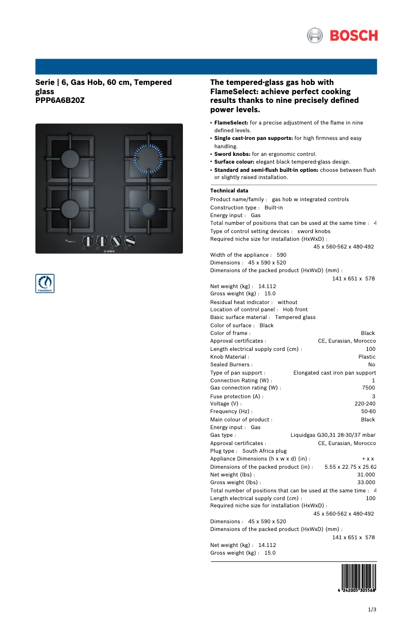 Imagen de la primera página del manual del dispositivo PPP6A6B20Z