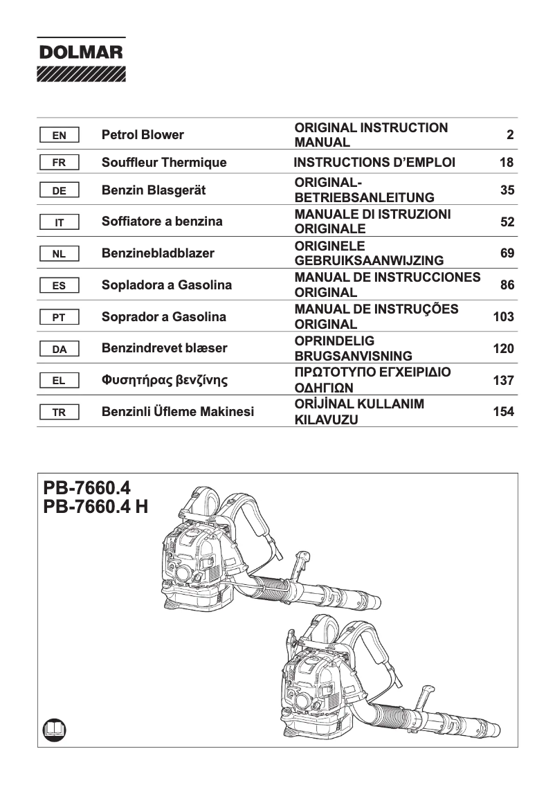 Page n°1 - Manuel utilisateur Dolmar PB-7660.4