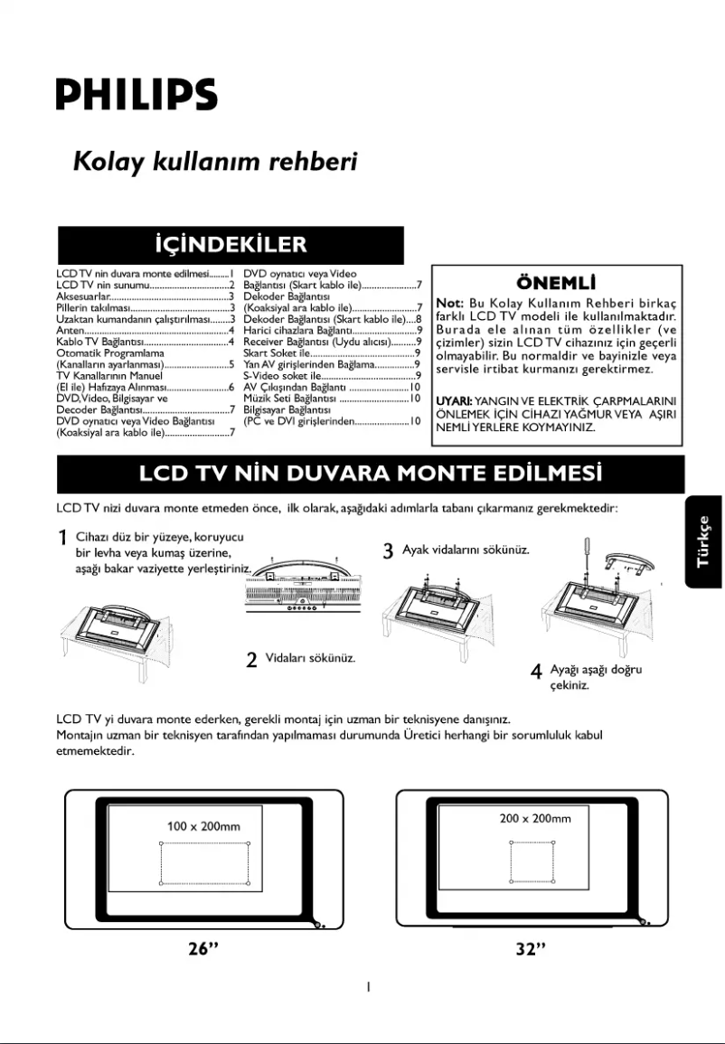 Page 1 de la notice Guide de démarrage rapide Philips 26PF1000