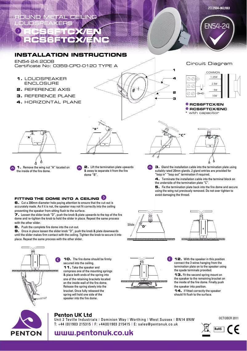 Page n°1 - Manuel utilisateur Penton RCS6FTCX/EN