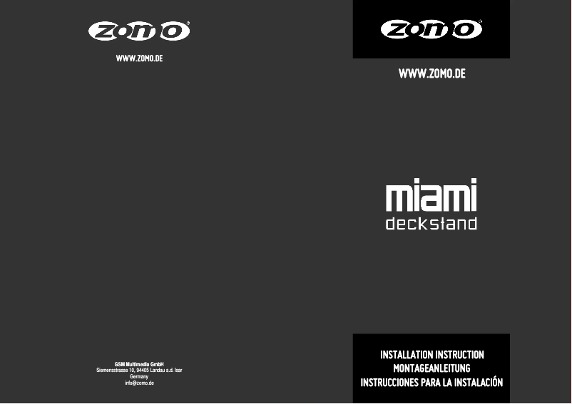 Page n°1 - Manuel utilisateur Zomo Miami