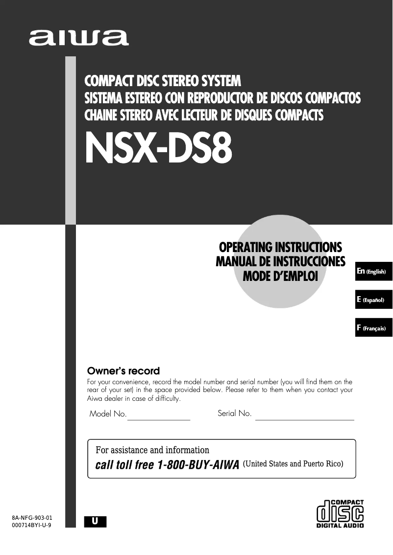 Página 1 del manual Manual de usuario Aiwa NSX-DS8
