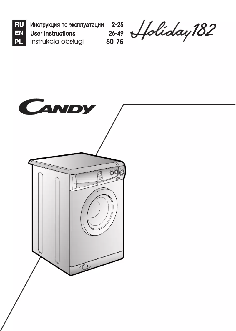 Page n°1 - Manuel utilisateur Candy LBHOL 182