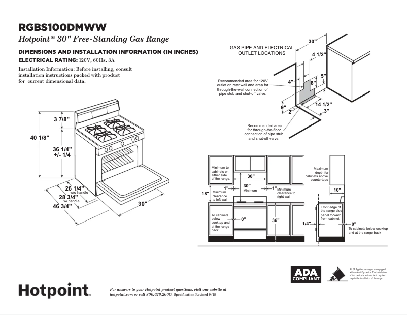 Page 1 de la notice Fiche technique Hotpoint RGBS100DMBB
