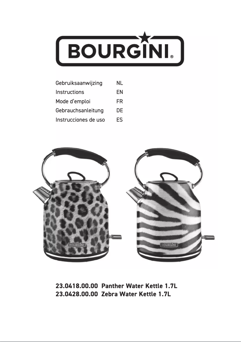 Page 1 de la notice Manuel utilisateur Bourgini Zebra Water Kettle 23.0428.00.00