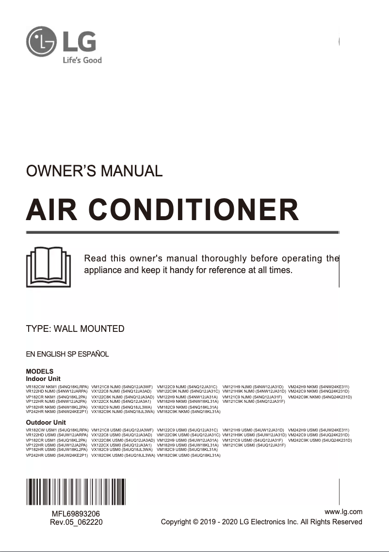 Image de la première page du manuel de l'appareil VM242C9K