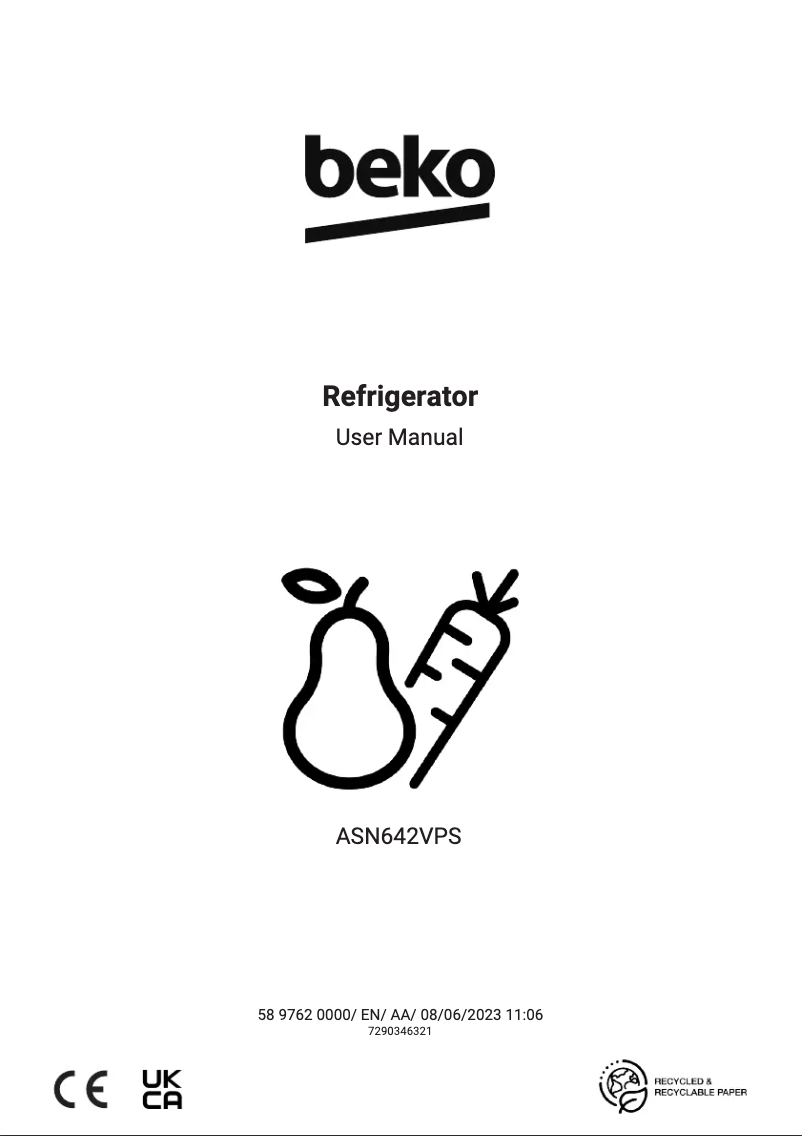 Page 1 de la notice Manuel utilisateur Beko ASN642VPS