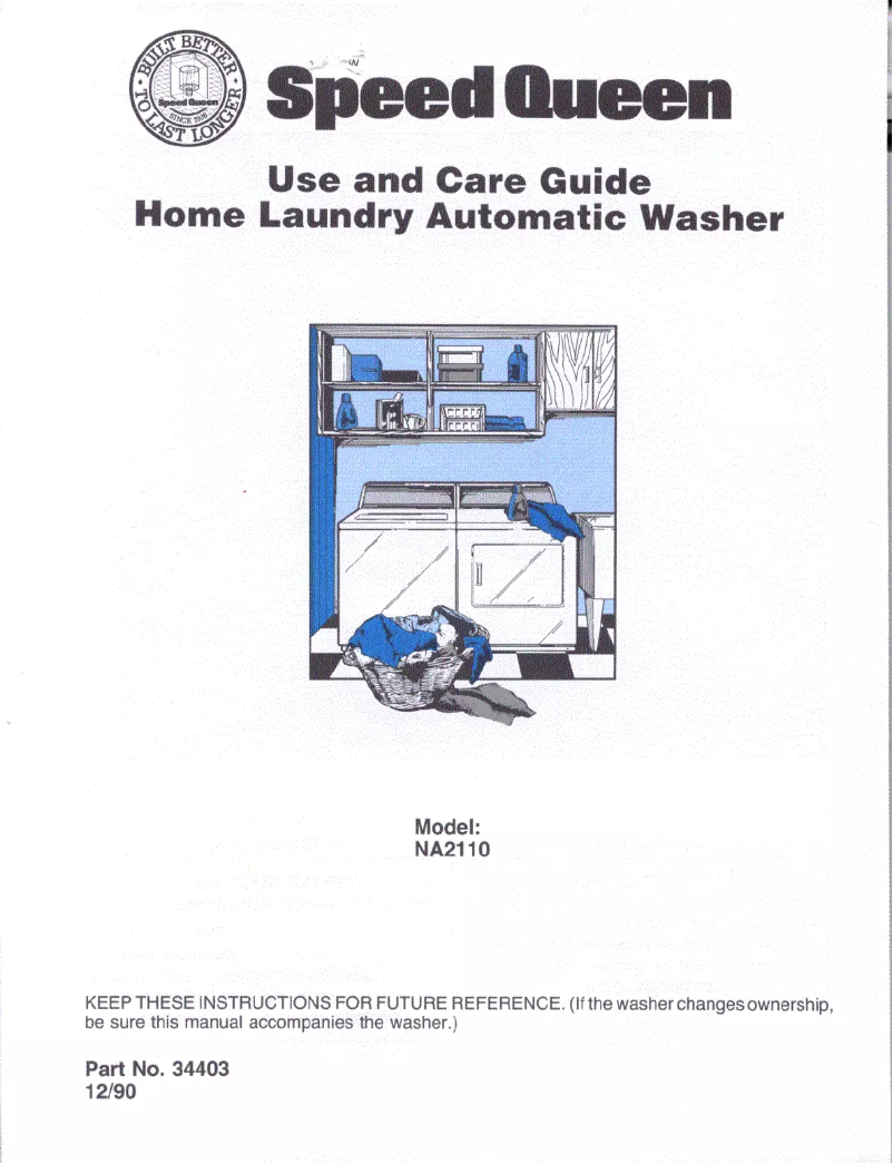 Page n°1 - Manuel utilisateur Speed Queen NA2110W