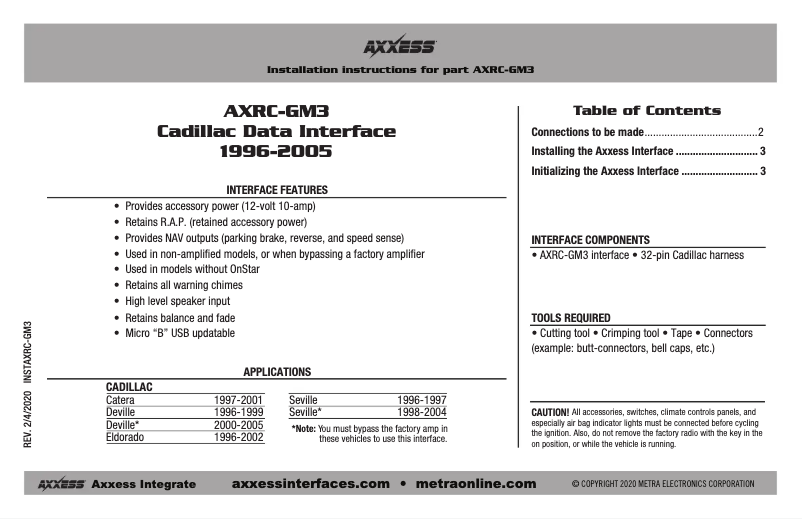 Image de la première page du manuel de l'appareil AXRC-GM3