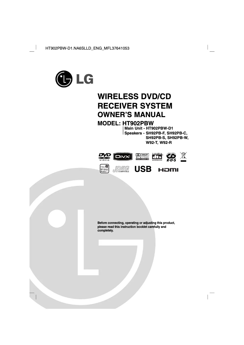 Page n°1 - Manuel utilisateur LG HT902PBW-D1