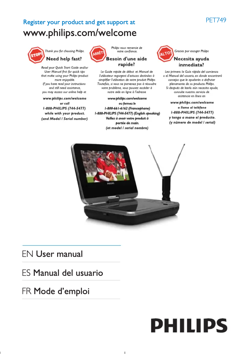 Imagen de la primera página del manual del dispositivo PET749