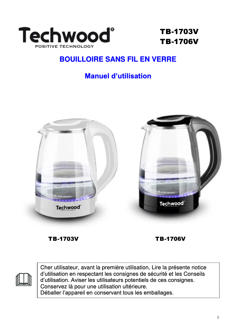 Image de la première page du manuel de l'appareil TB-1706V