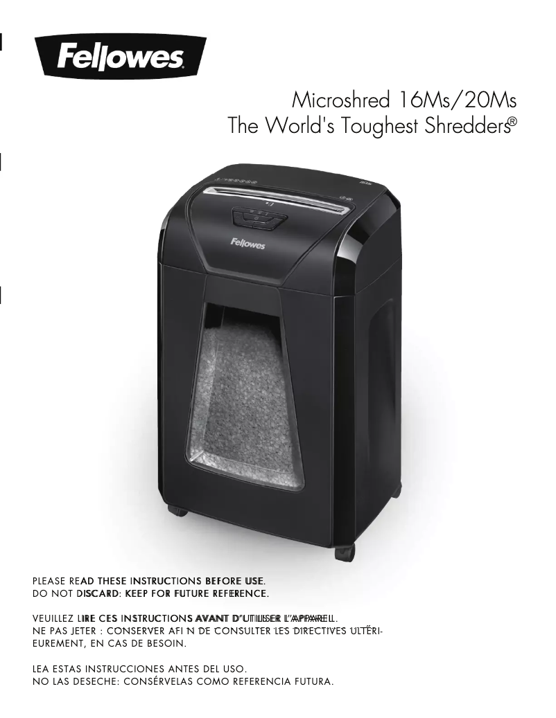 Page n°1 - Manuel utilisateur Fellowes MicroShred 16Ms