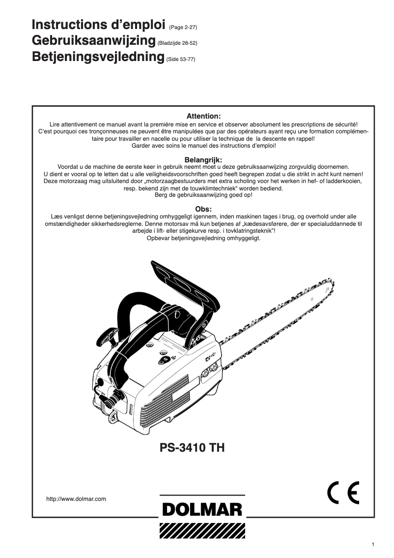 Page n°1 - Manuel utilisateur Dolmar PS3410TH-30
