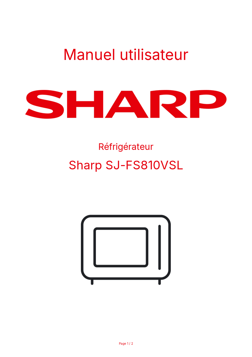 Page n°1 - Manuel utilisateur Sharp SJ-FS810VSL