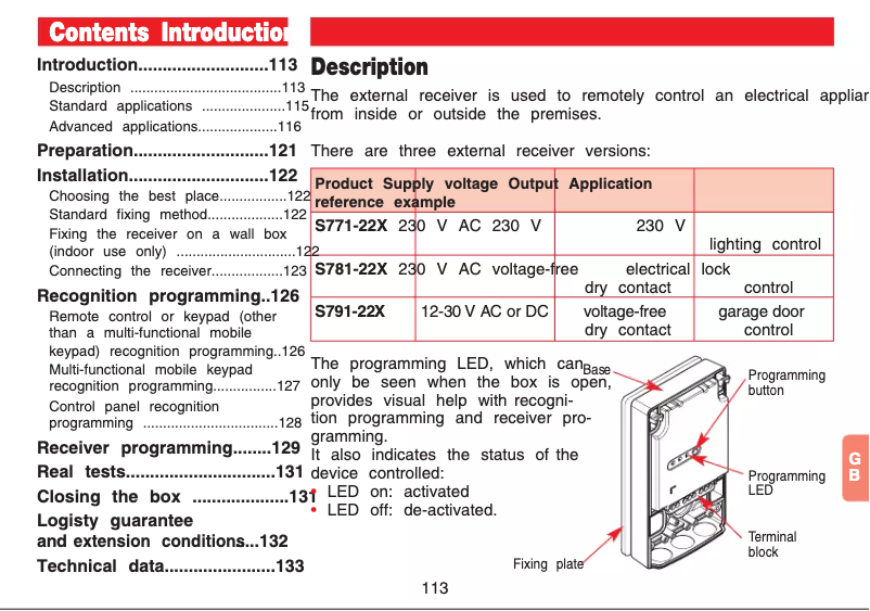 Image de la première page du manuel de l'appareil S791-22X