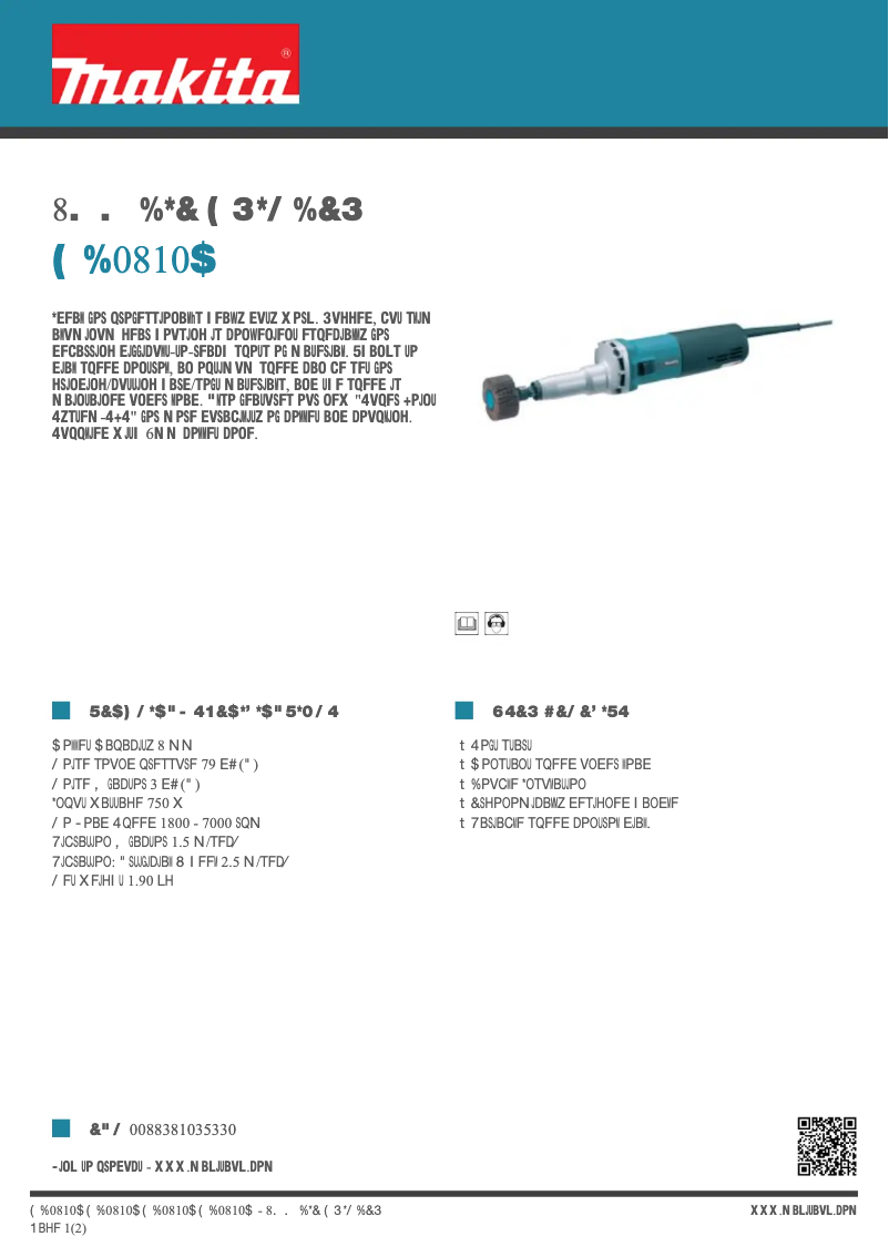 Page 1 de la notice Fiche technique Makita GD0810C