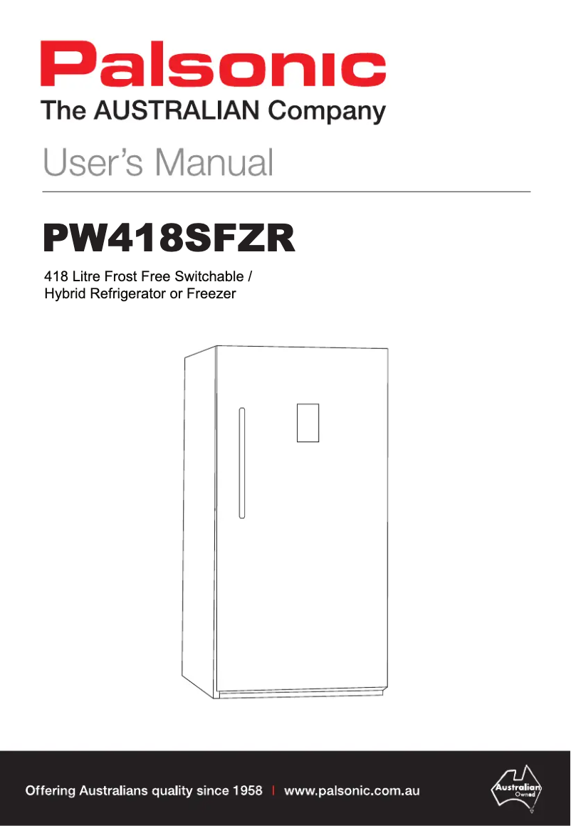 Page n°1 - Manuel utilisateur Palsonic PS418SFZL