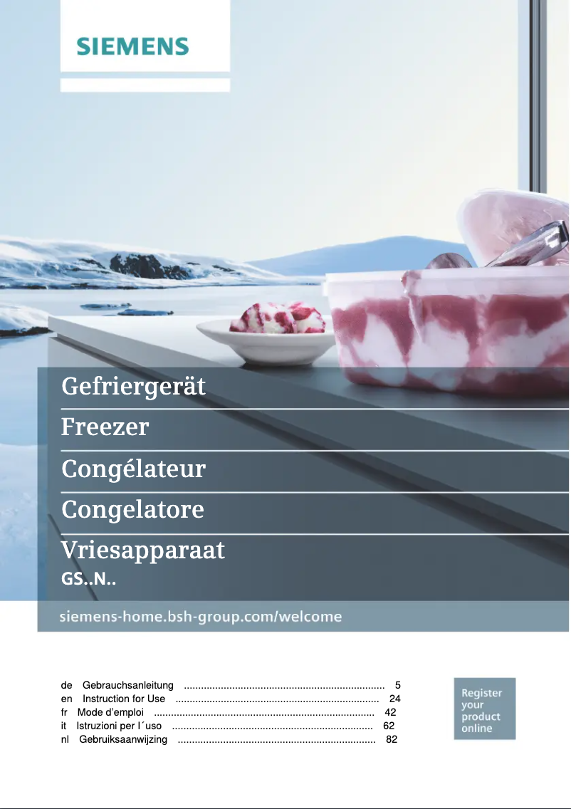 Image de la première page du manuel de l'appareil GS58NAWEV