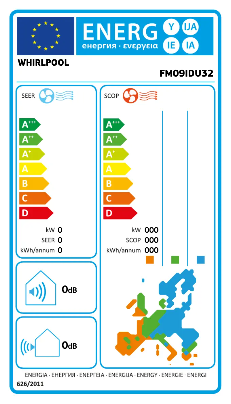 Page 1 de la notice Label énergétique Whirlpool FM09IDU32