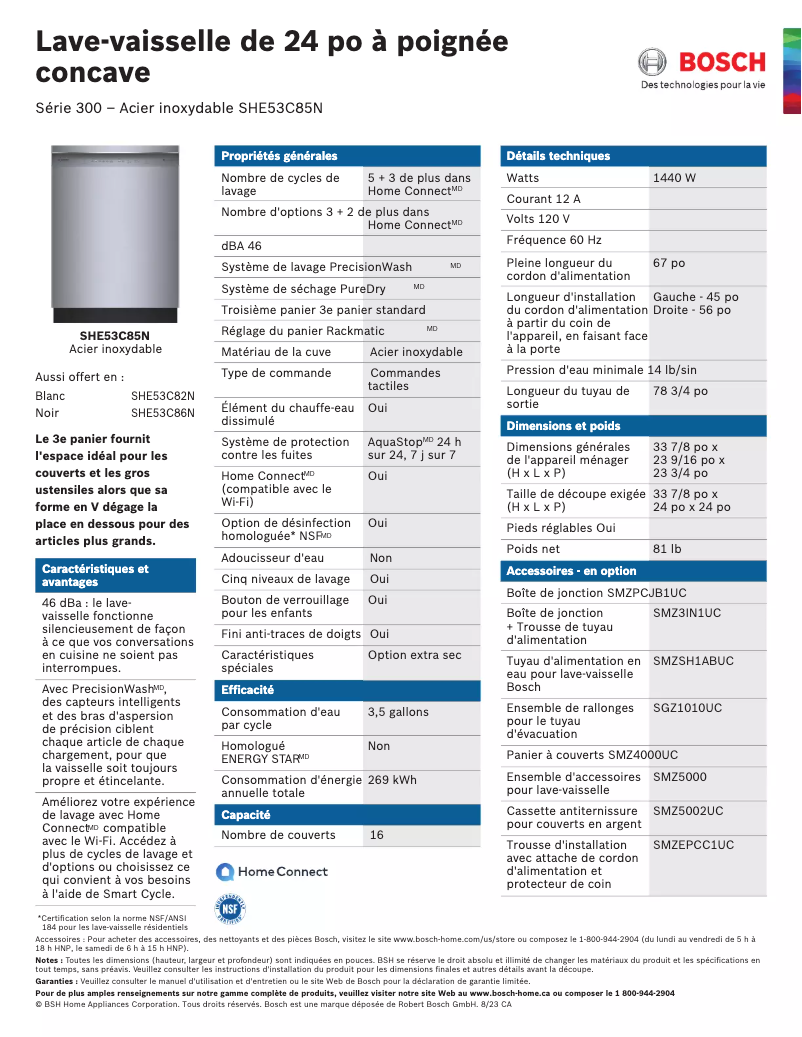 Image de la première page du manuel de l'appareil SHE53C85N