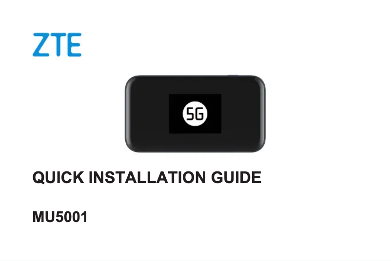 Page n°1 - Manuel utilisateur ZTE MU5001