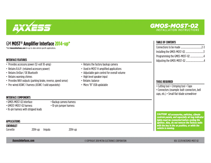 Page n°1 - Manuel utilisateur Metra GMOS-MOST-02