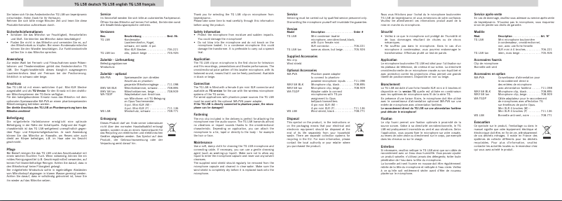 Page n°1 - Manuel utilisateur Beyerdynamic TG L58