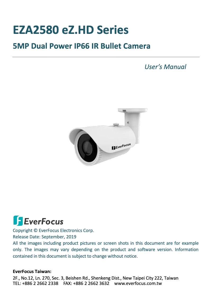 Page n°1 - Manuel utilisateur EverFocus EZA2580
