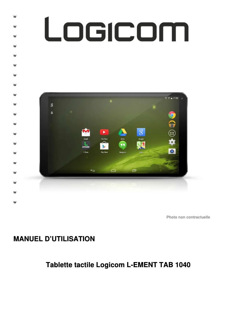 Page 1 de la notice Manuel utilisateur Logicom L-Ement Tab 1040