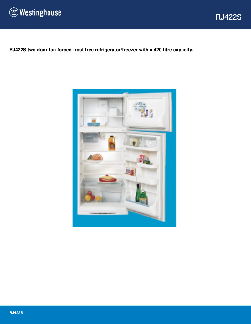 Page 1 de la notice Manuel utilisateur Westinghouse RJ422S