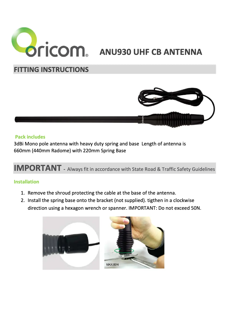 Página 1 del manual Manual de usuario Oricom ANU930