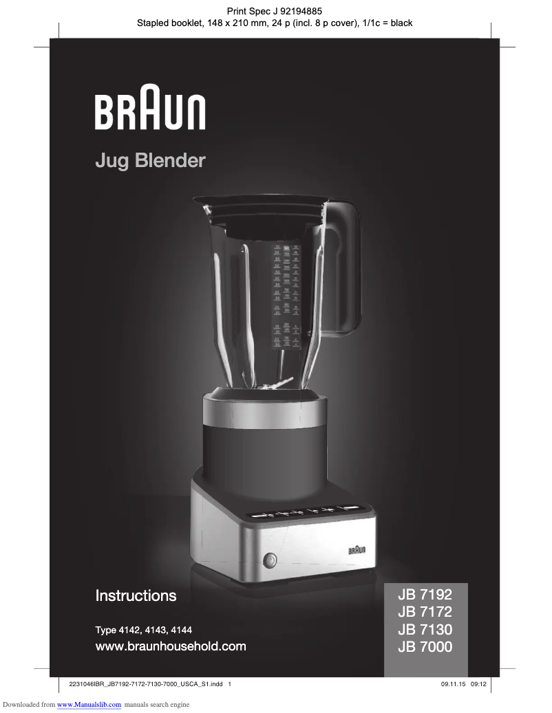 Página 1 del manual Manual de usuario Braun Powerblend JB 7192