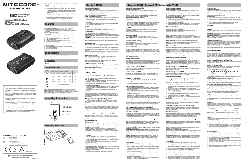 Página 1 del manual Manual de usuario Nitecore TINI 2