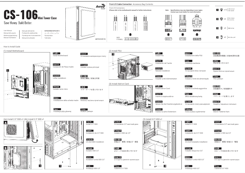 Page 1 de la notice Manuel utilisateur AeroCool CS-106
