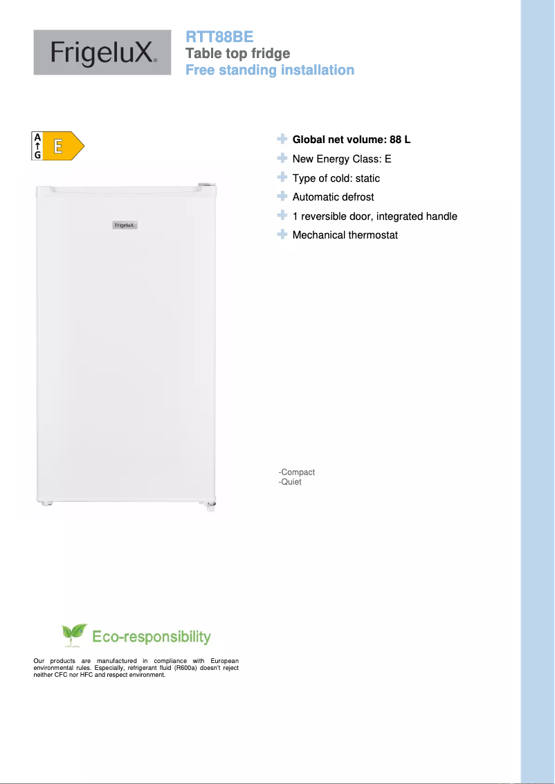 Image de la première page du manuel de l'appareil RTT88BE