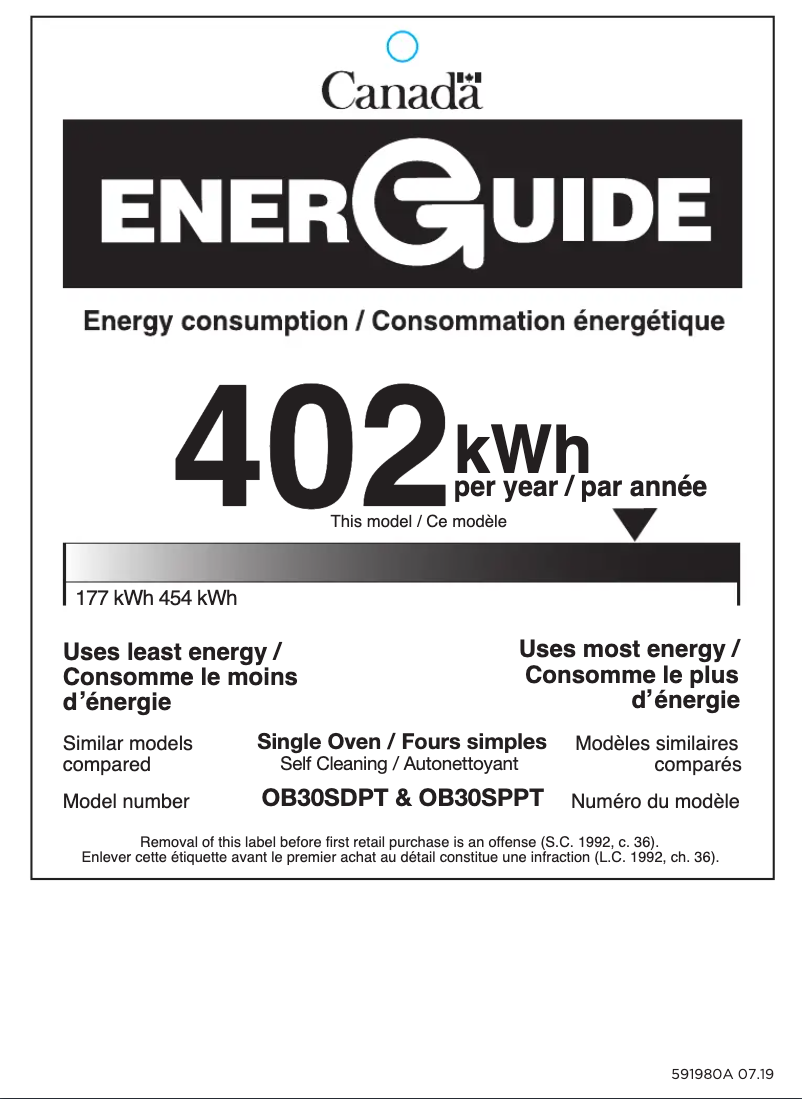 Page n°1 - Label énergétique Fisher & Paykel OB30SDPTDB1