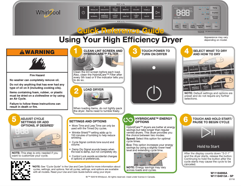 Page n°1 - Guide de démarrage rapide Whirlpool WHD560CHW