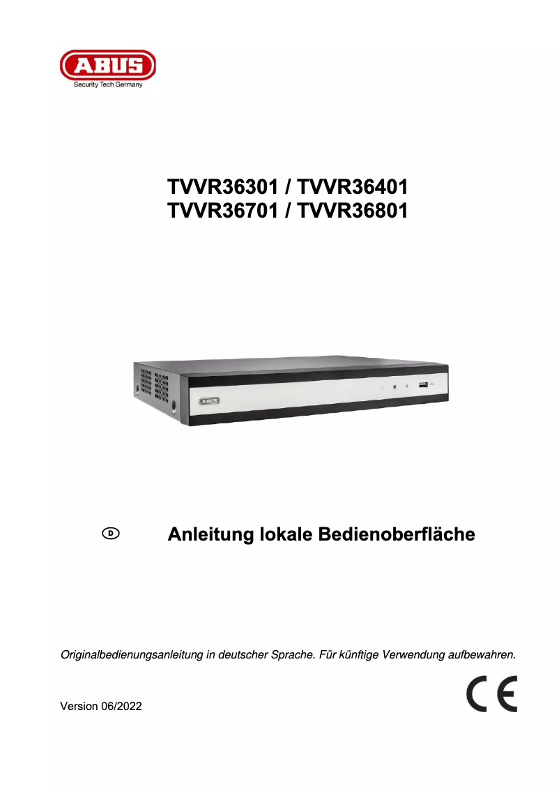 Page n°1 - Manuel utilisateur Abus TVVR36401