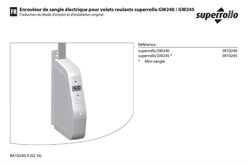 Page 1 de la notice Manuel utilisateur Superrollo GW240