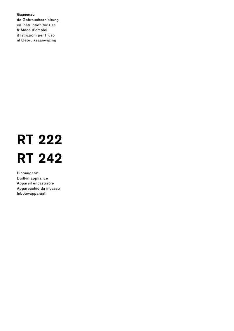 Página 1 del manual Manual de instrucciones Gaggenau RT242203