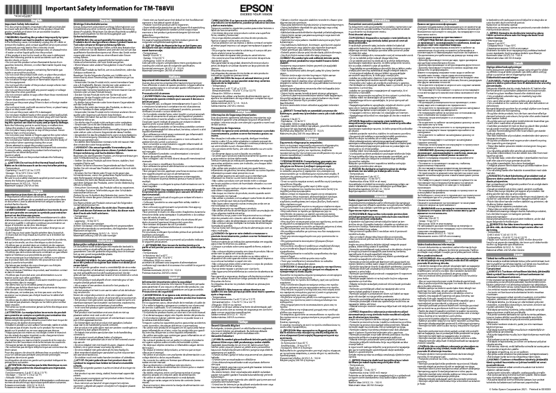 Page 1 de la notice Instructions de sécurité Epson TM-T88VII