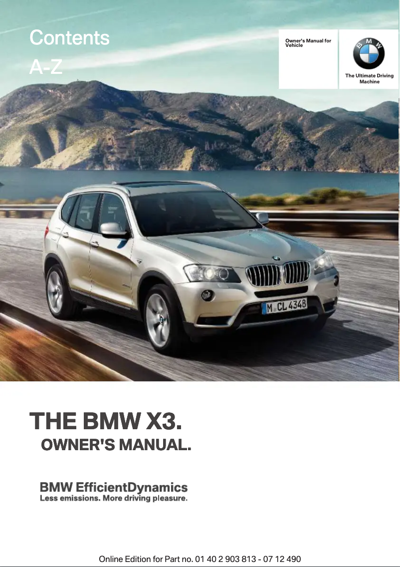 Page 1 de la notice Manuel utilisateur BMW X3 xDrive28i (2013)