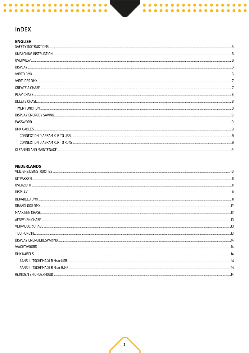 Imagen de la primera página del manual del dispositivo DMX65W