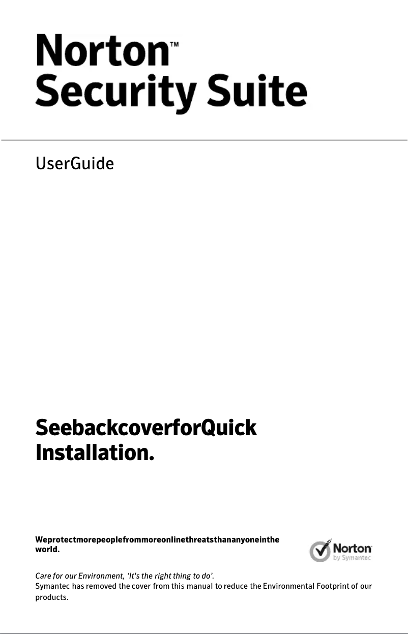Page n°1 - Manuel utilisateur Symantec Security Suite