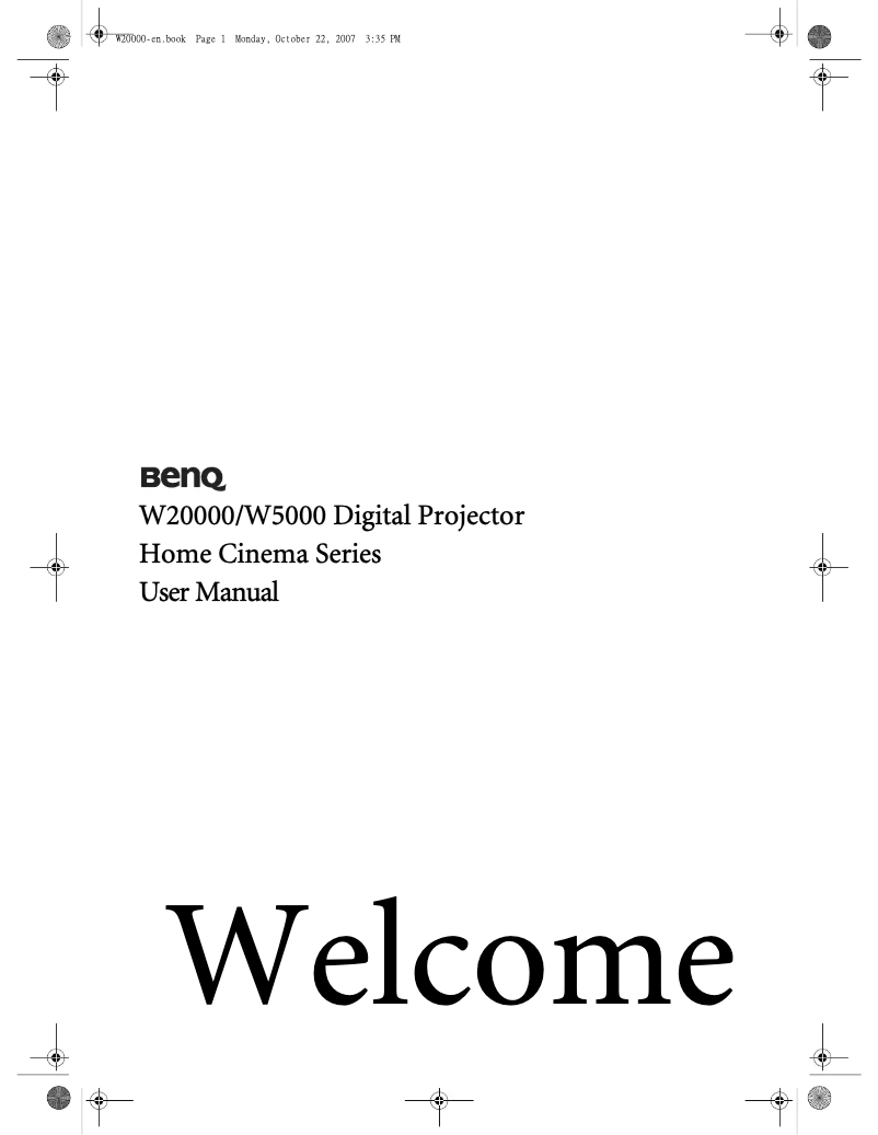 Page n°1 - Manuel utilisateur BenQ W20000