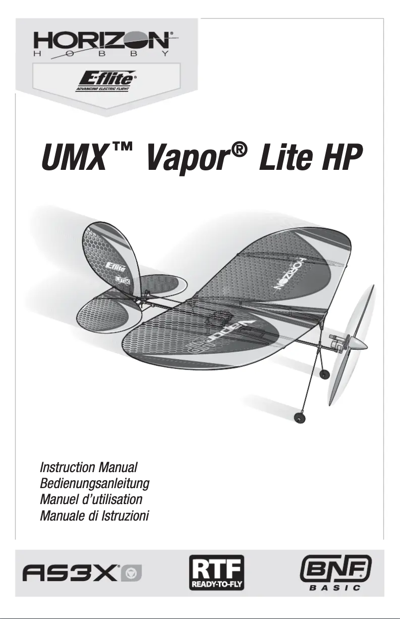 Page 1 de la notice Manuel utilisateur E-flite UMX Vapor Lite HP